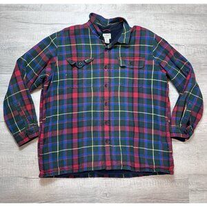 LL Bean Flannel Shirt Mens 2XL Fleece Lined Shacket Traditional Fit Plaid 298189